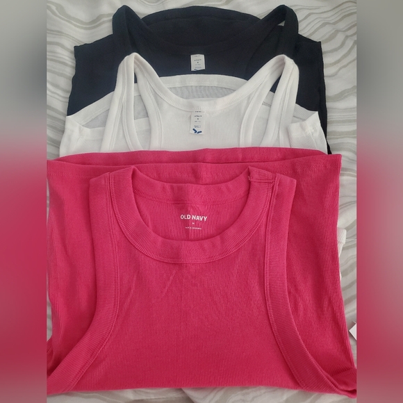 Old Navy Trio of Tank Tops - Black, White, Pink - Picture 1 of 5